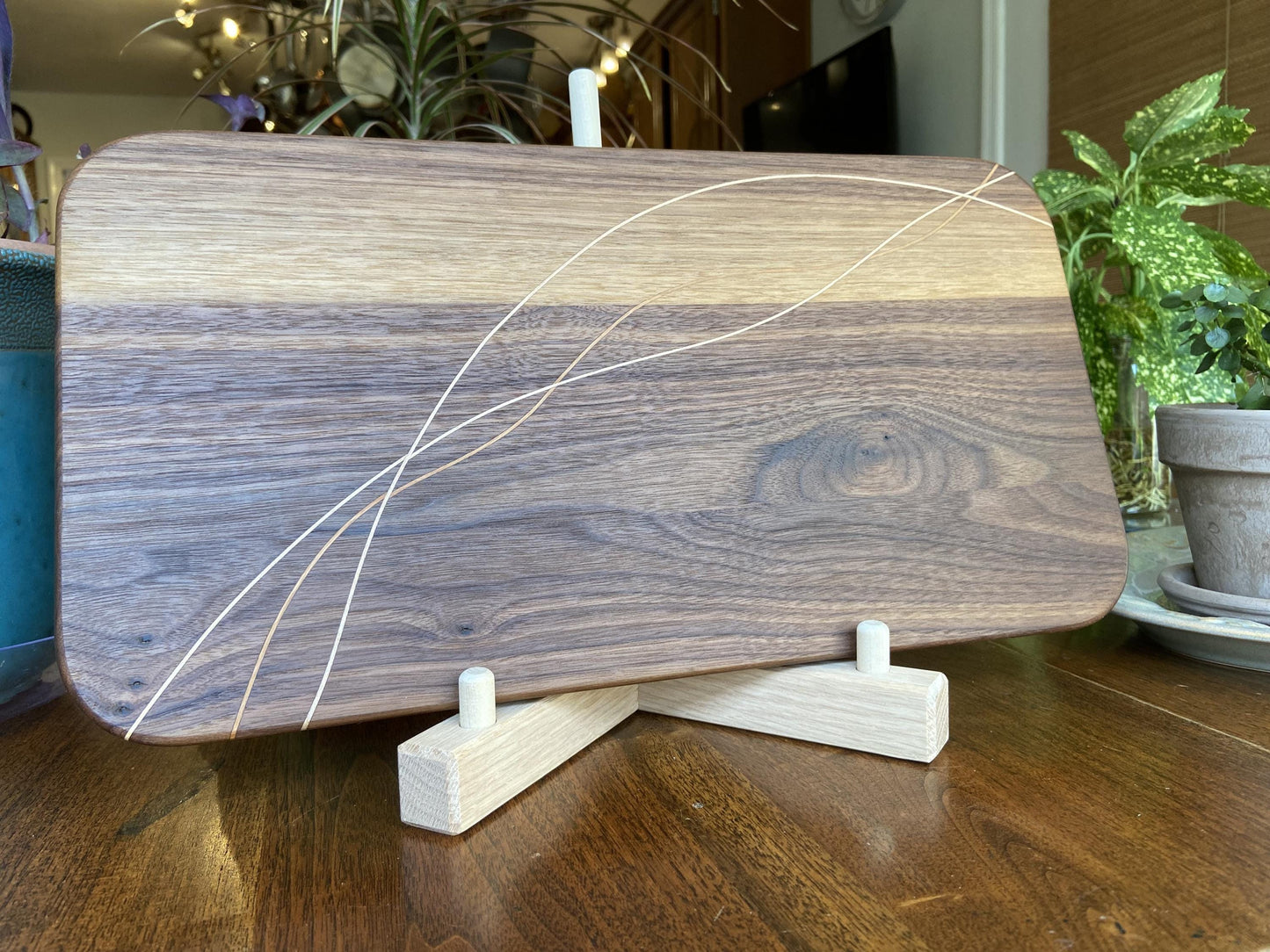 Walnut Charcuterie Board - Cherry & Maple Decorative Banding
