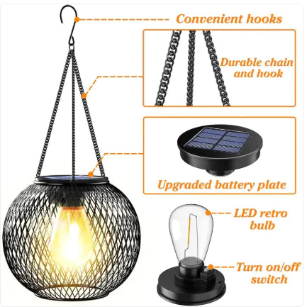 Fashion Simple Solar Garden Metal Hanging Lamp