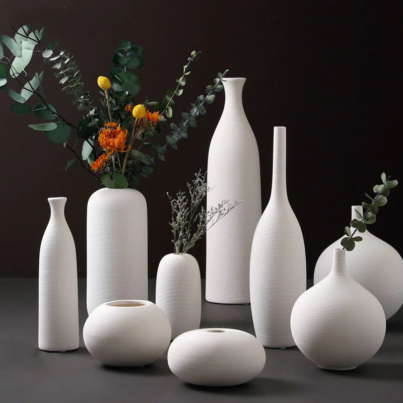 Minimalist White Ceramic Vases