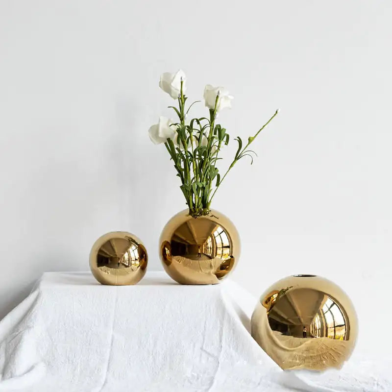 Electroplated Ceramic Gold Vase for Home Decor