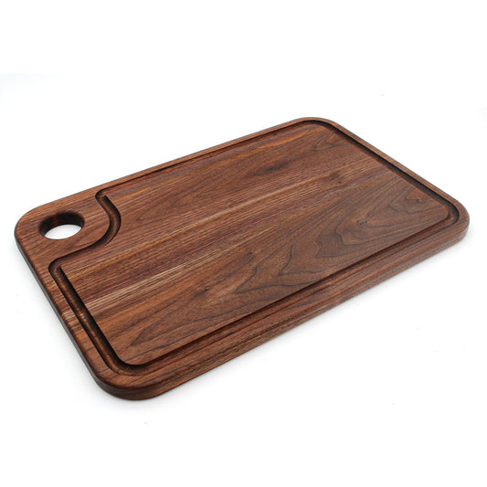 Large Wood Cutting Board With Thumb Hole and Juice Groove 18x12 Inches, Wood Cheese Board, Wooden Chopping Board, 100% Made in the USA