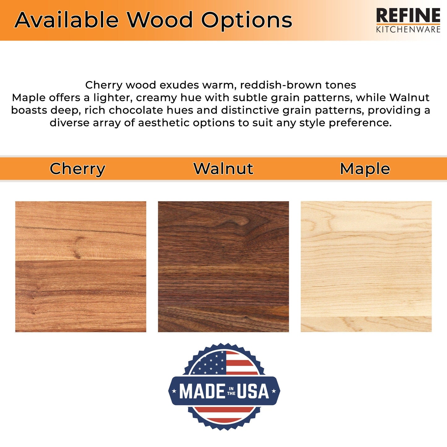 Large Wood Cutting Board With Thumb Hole and Juice Groove 18x12 Inches, Wood Cheese Board, Wooden Chopping Board, 100% Made in the USA