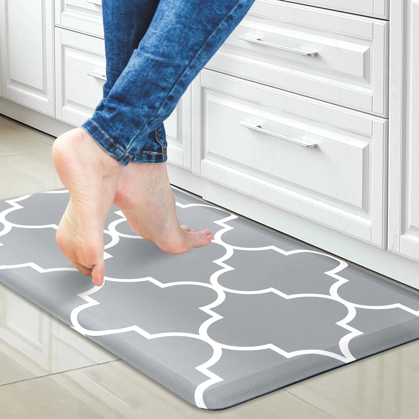 Tititex Stylish Grey Kitchen Mat Cushioned Anti-Fatigue