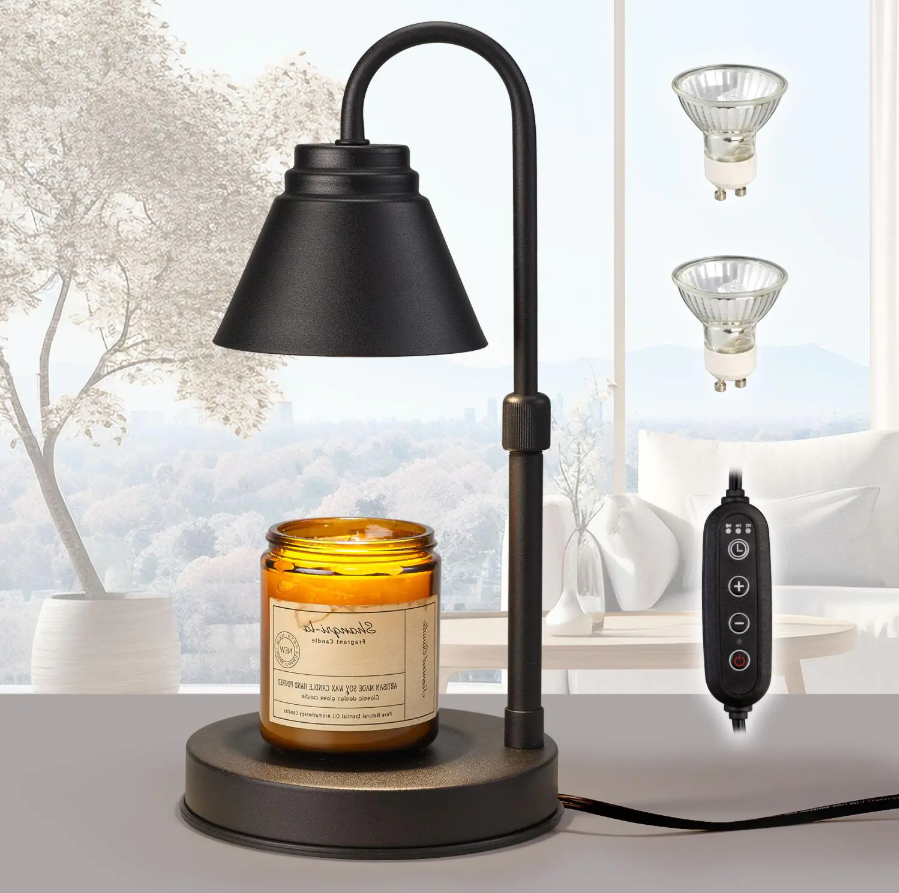 Woderdeng Candle Warmer Lamp with Timer - Dimmable Candle Melting Light with 2 Bulbs