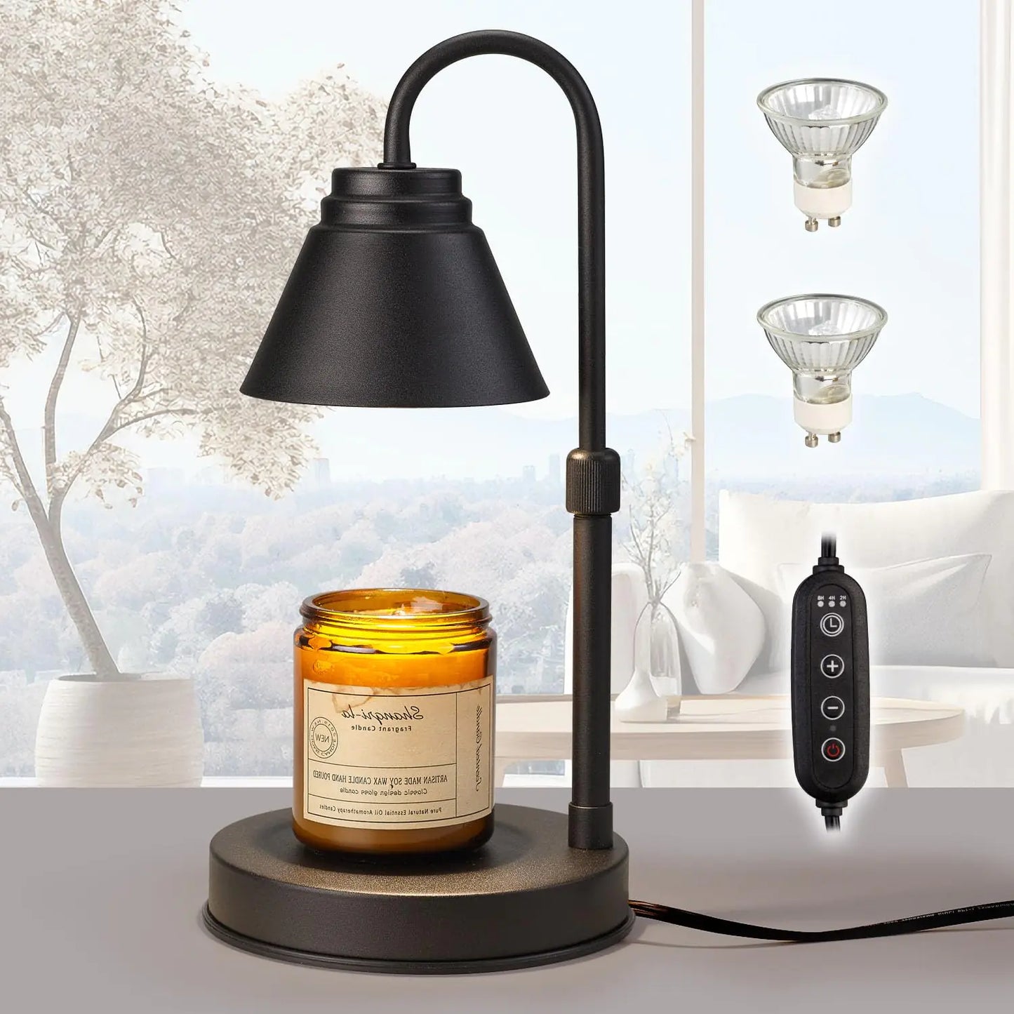 Woderdeng Candle Warmer Lamp with Timer - Dimmable Candle Melting Light with 2 Bulbs