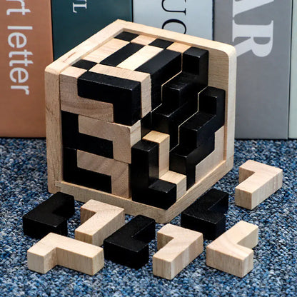 3D Wooden Cube Puzzle Toy